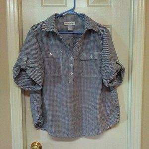 Cathy Daniels Seersucker Checkered Blouse